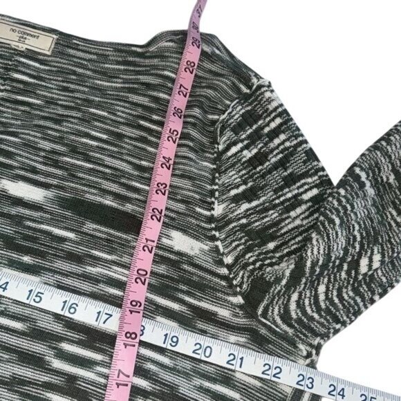 No Comment Plus 2X Green & White Striped Acrylic Tunic Sweater With Asymmetrical - Picture 9 of 9